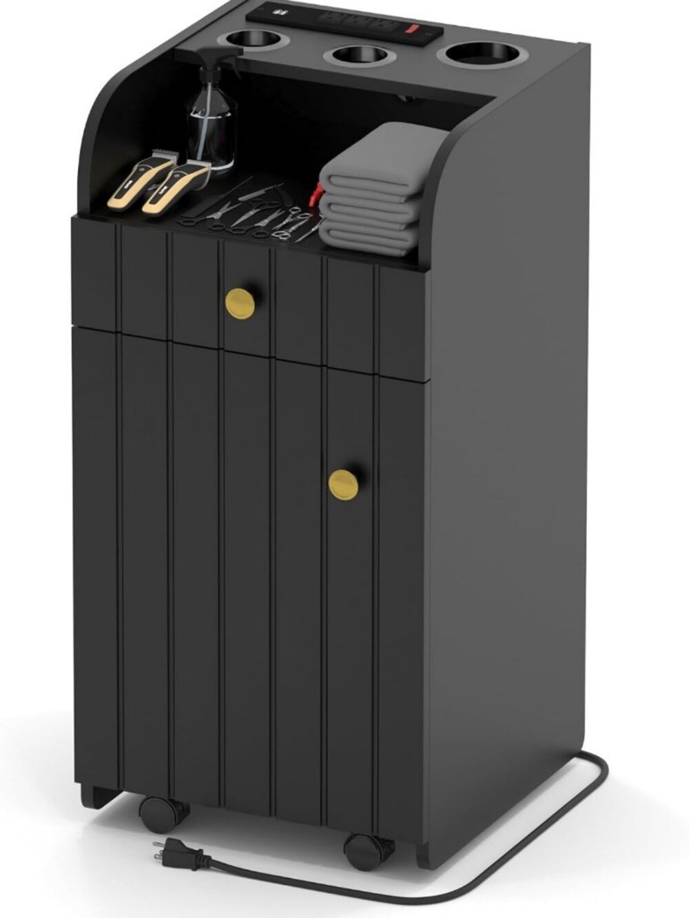 Portable Rolling Salon Station with Power Outlet & Tool Holders - Beauty Cart